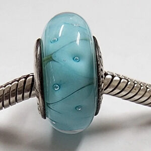 Pandora Blue Looking Glass Murano Charm Sterling Silver Authentic